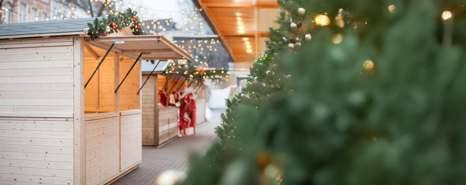 Représenation d'un chalet en bois sur le marché de Noël de Lille