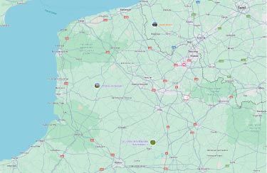 Carte des hauts-de-France pour représenter les zones d'interventions en location de chalet de noël pour marché de Noël