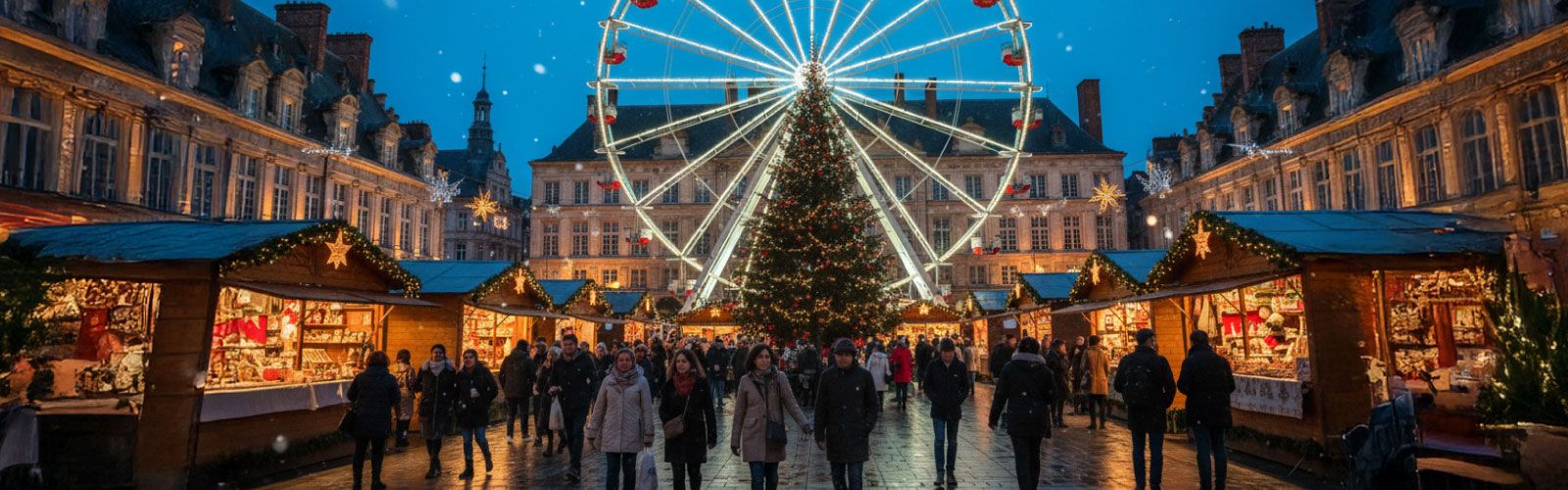 Vue aérienne du marché de Noël grand place de lille